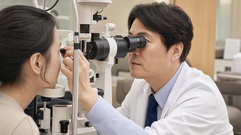 재발이 잦거나 낫지 않는 병변은 안과에서 세극등현미경으로 정밀하게 확인합니다.