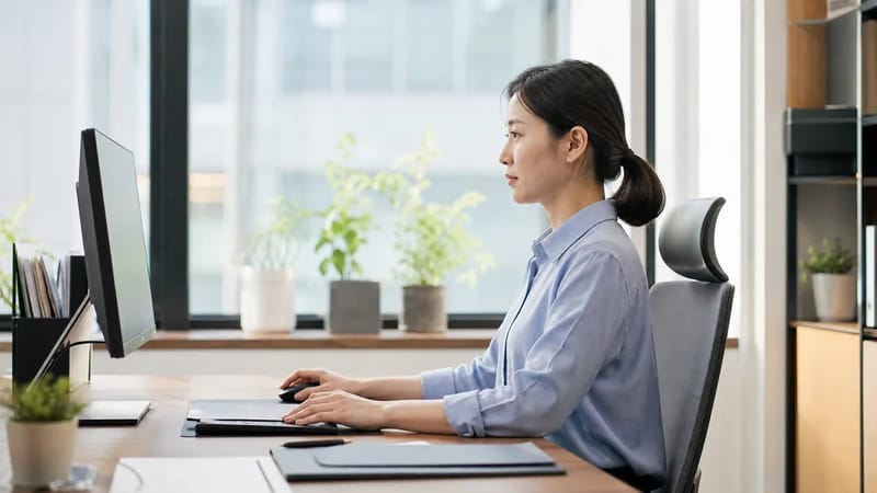 모니터와 눈 사이 거리를 40~70cm로 유지하는 것도 기본적인 시력 관리 습관입니다.