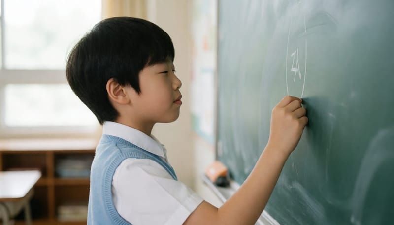 초등학교 저학년 시기 칠판 글씨를 잘 못 보는 아이의 모습