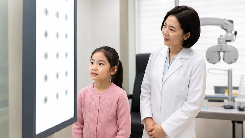 초등 저학년 시기에는 정기적인 시력검사로 근시 진행 여부를 확인하는 것이 도움이 됩니다