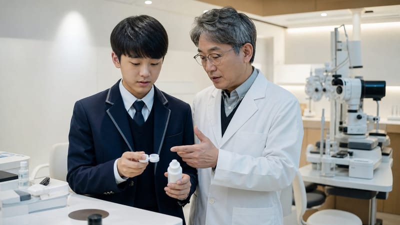 각막굴절렌즈는 매일 밤 착용과 세척 관리가 꾸준히 필요한 방법입니다