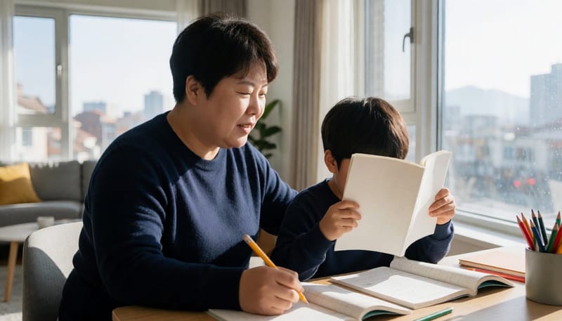 가까운 거리에서 책을 보는 습관은 소아근시 신호를 집에서 먼저 살펴볼 수 있는 기준이 됩니다.