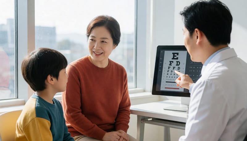 연령에 따라 소아근시가 발견되는 시점과 진행 속도가 다르게 나타납니다.