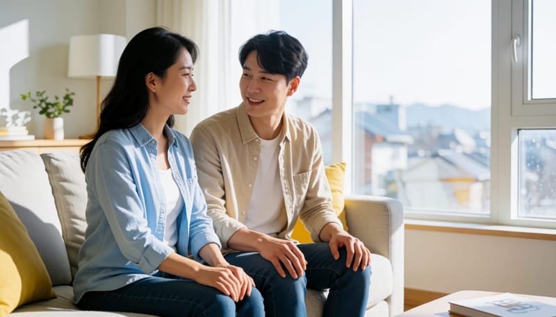 허리와 무릎을 번갈아 짚으며 통증 부위를 살피는 여성