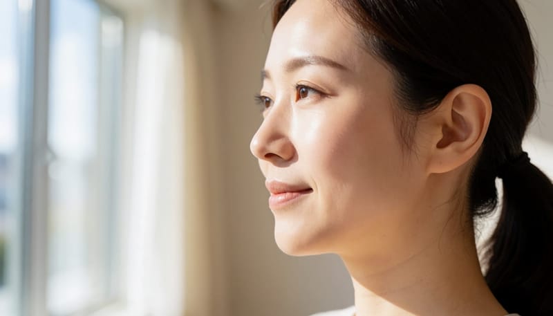 시간이 지나며 변한 필러 부위의 피부 윤곽 클로즈업