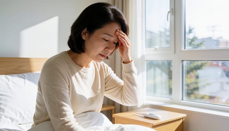 경증 증상을 체온 확인으로 표현한 클로즈업 사진