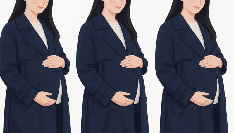 임신 주차에 따라 달라지는 몸 변화를 보여주는 3단계 과정