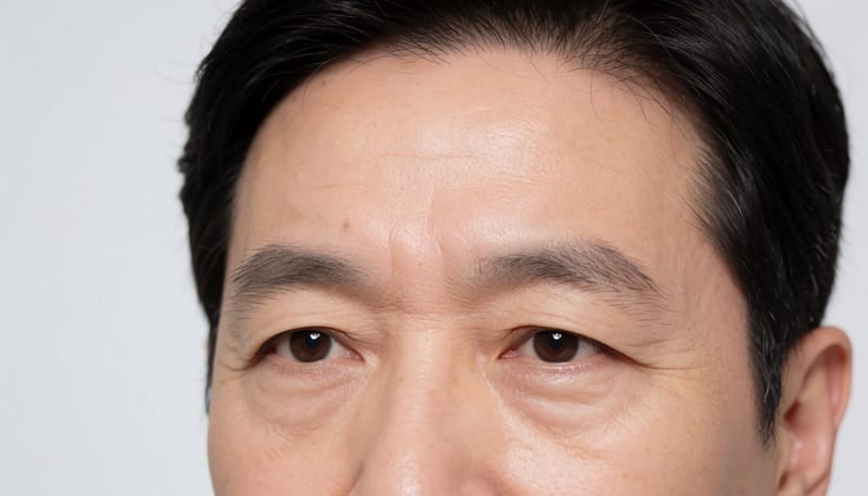 고열로 인해 이마에 땀이 맺히고 붉어진 피부 결을 클로즈업한 사진