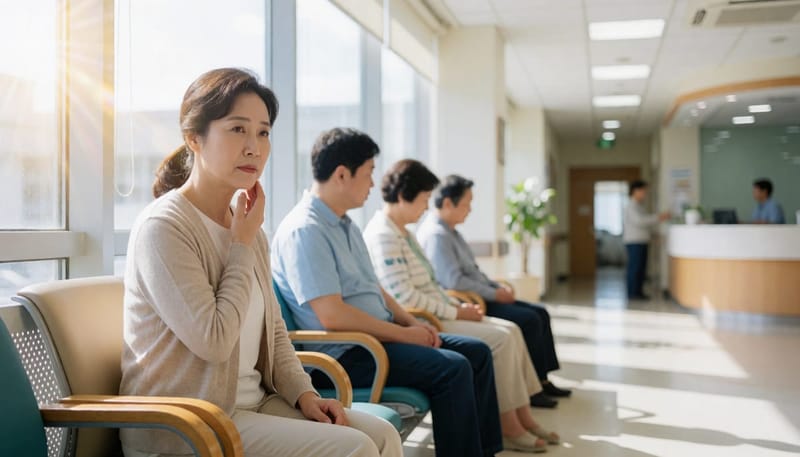 증상이 심해 병원 진료를 기다리는 환자