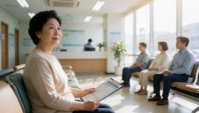 증상이 겹쳐 병원에서 검사를 기다리는 모습