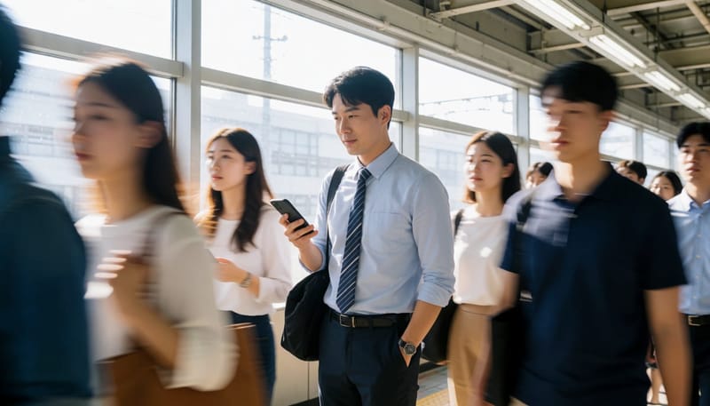 직장인의 생활 배경과 위험 요인을 보여주는 출근길 지하철 장면