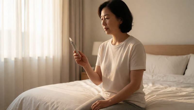 집에서 주사약을 준비하는 여성