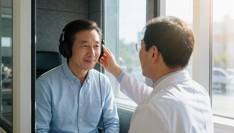 순음청력검사는 방음부스에서 15~20분 정도 진행됩니다.