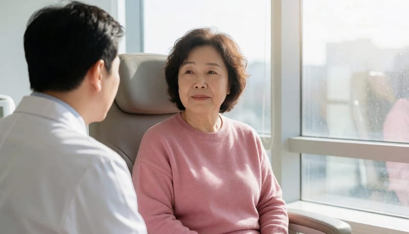 약물치료로도 코막힘이 남을 때 비내시경 검사를 진행하는 모습입니다.