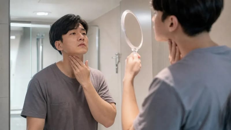 편도염이 의심될 때는 거울로 목 안쪽 색과 붓기를 직접 확인해볼 수 있습니다.