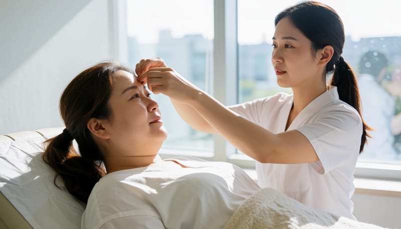 검사 전 여러 센서를 부착하는 과정에서 뇌파와 호흡, 산소포화도 신호를 함께 기록합니다.