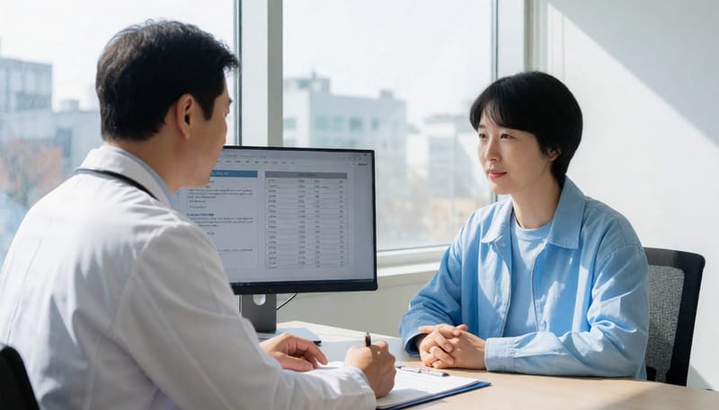검사 결과를 바탕으로 치료 방향을 함께 상의하는 과정입니다.