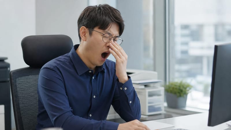 코골이와 무호흡 증상을 상담하는 모습