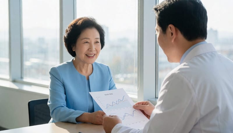 수면다원검사 결과지에는 산소포화도, 호흡기류, 뇌파 등 여러 지표가 함께 표시됩니다