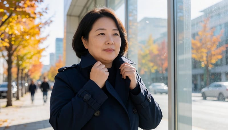 아침저녁 기온차가 커진 날, 외투로 체온 변화를 조절하는 모습
