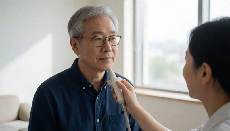 갑상선 초음파 검사는 결절의 크기와 모양을 확인하는 기본 검사입니다.