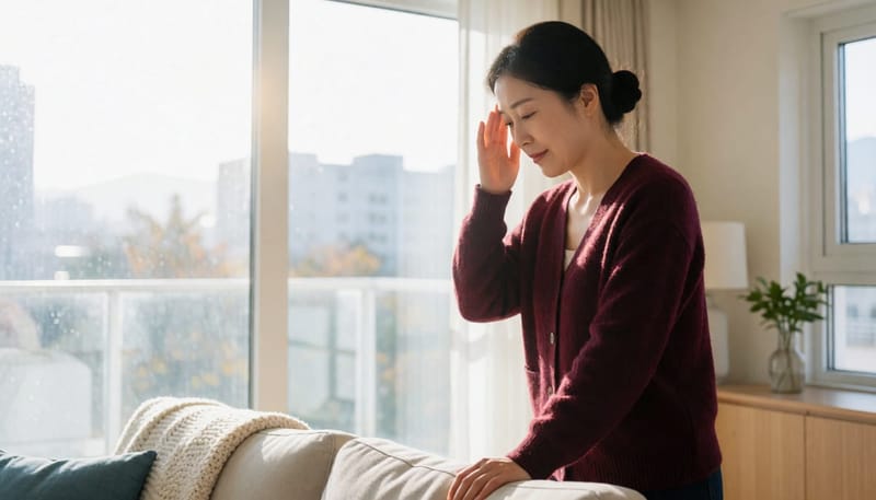 아침에 갑자기 시작되는 회전성 어지럼증은 전정신경염의 대표적인 초기 증상입니다.