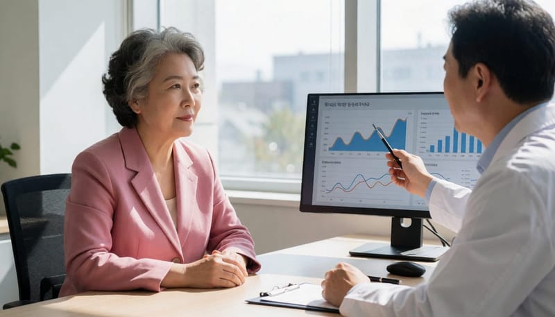 검사 결과지에 나타난 수치를 바탕으로 치료 방향을 상담합니다.
