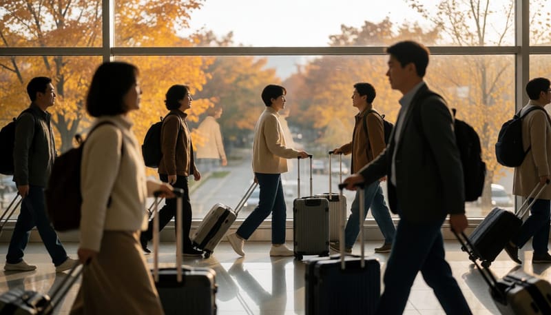 가을철 여행객으로 붐비는 공항 출국장