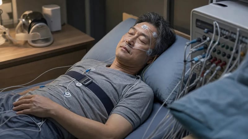 수면다원검사를 준비하는 모습