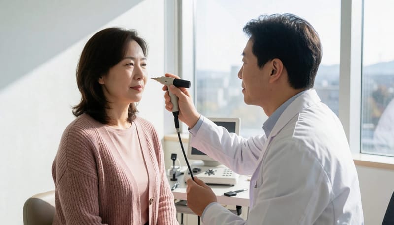 비강내시경검사는 5~10분 내외로 끝나며 건강보험이 적용되는 검사입니다.