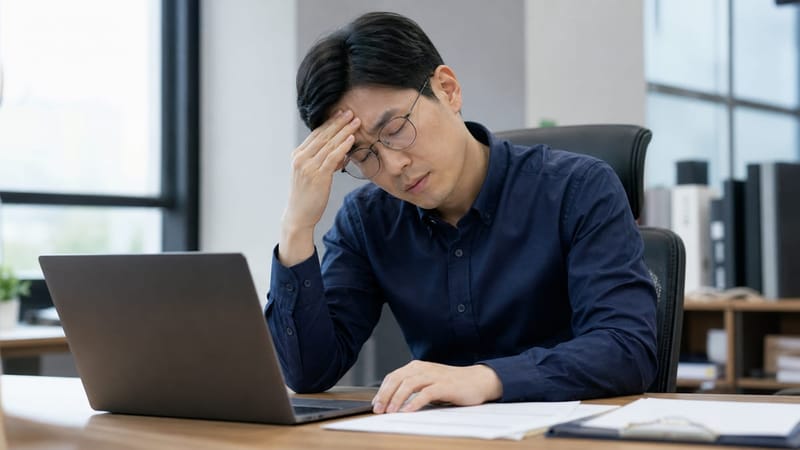 업무 중 반복되는 어지럼은 집중력 저하와 대인관계 스트레스로 이어질 수 있습니다.