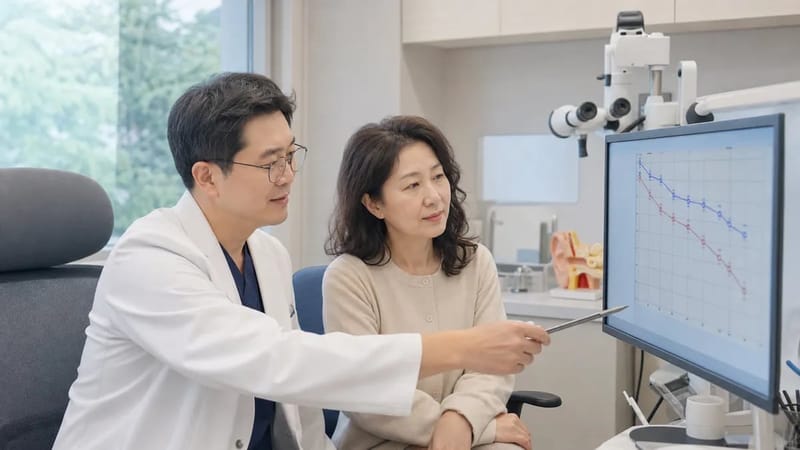 검사 결과를 함께 살펴보는 진료 상담
