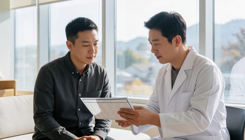 탈수 증상과 수액 필요 여부를 함께 확인하는 진료 장면