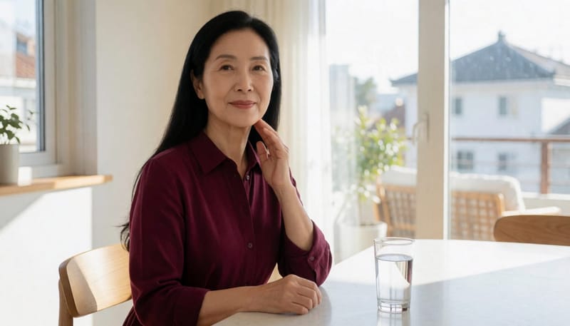 삼킴통증으로 식사와 대화가 불편해진 편도염 증상의 한 장면