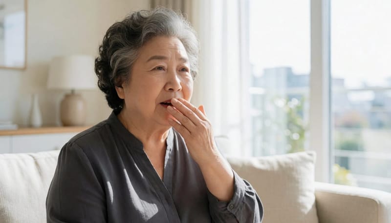편도결석으로 입냄새를 신경 쓰며 대화를 꺼리는 모습