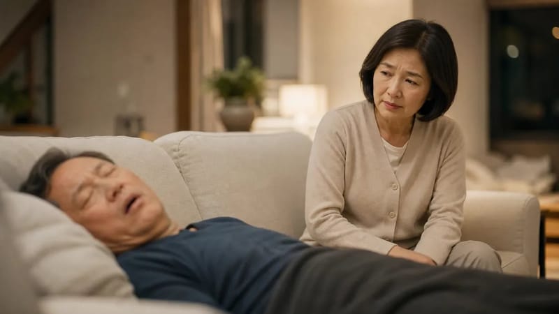 고령의 배우자가 있다면 코골이와 무호흡을 가족이 먼저 알아채는 경우가 많습니다.