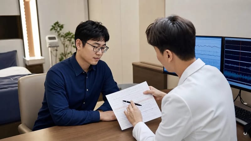 수면다원검사 결과를 바탕으로 나이와 건강 상태에 맞는 관리 계획을 세우게 됩니다.
