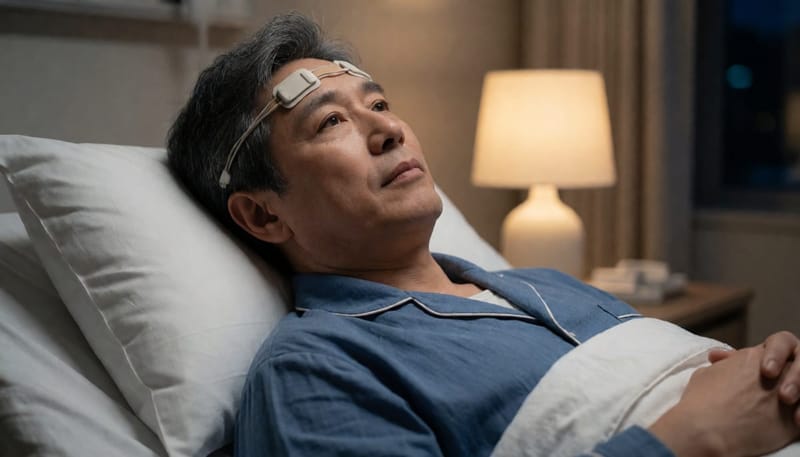 수면다원검사는 병원에서 하룻밤 동안 여러 신체 신호를 함께 기록합니다.