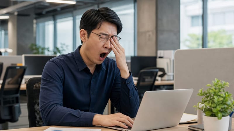 낮 동안 반복되는 졸음과 집중력 저하는 수면무호흡의 대표적인 신호입니다.