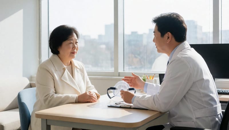 중등도 이상의 수면무호흡증은 양압기 치료를 통해 기도를 확보하는 방식으로 관리합니다.