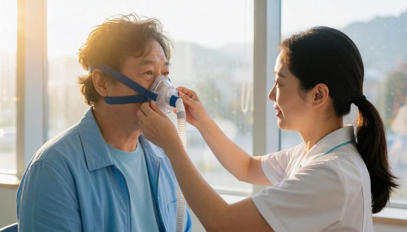 양압기(CPAP)는 중등도 이상의 수면무호흡증에서 가장 널리 쓰이는 치료법입니다.