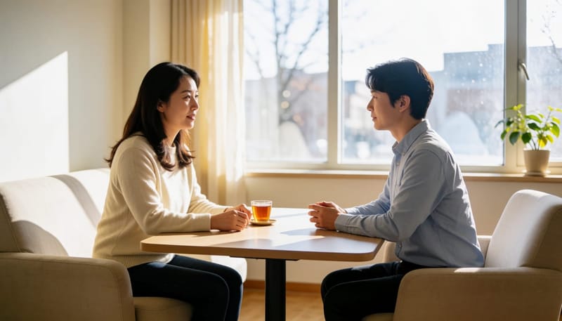전문가와 상담하며 도움을 받는 모습