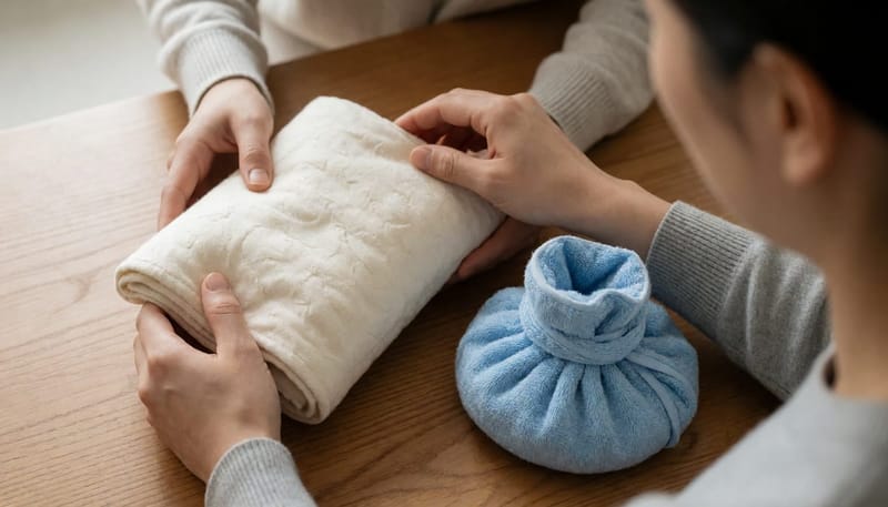온찜질 팩과 냉찜질 팩을 비교해 놓은 모습
