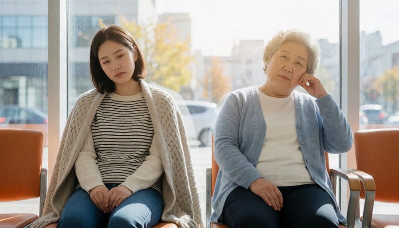 항진증과 저하증 증상이 다르게 나타나는 두 환자의 모습