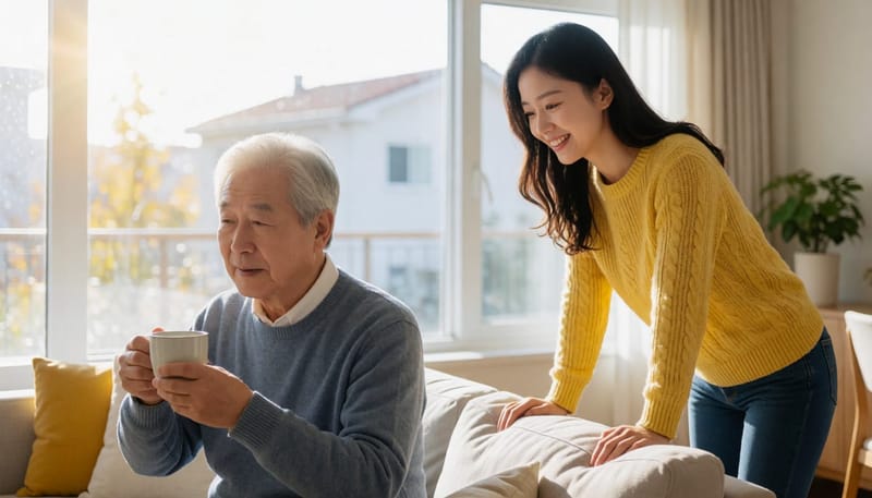 경미한 증상과 심한 증상의 차이를 보여주는 두 사람의 모습