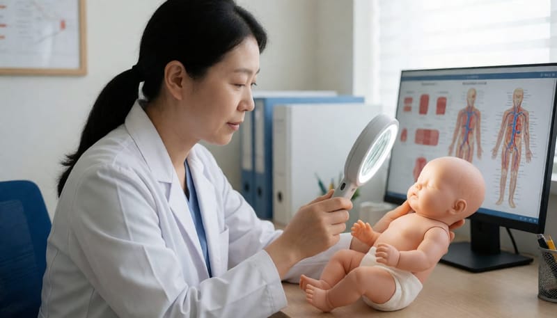 혈관 성장을 설명하는 소아과 의사