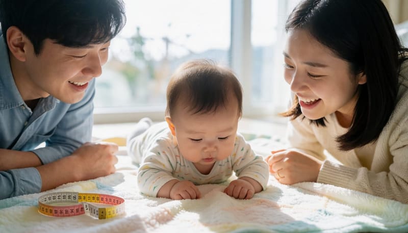 아기 엉덩이와 다리 주름이 비대칭으로 보이는 클로즈업