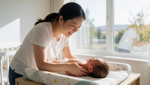 환절기 옷 갈아입힐 때 신생아가 자꾸 한쪽으로만 목을 기울여요