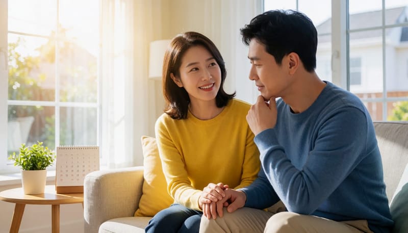 자연임신을 준비하며 고민을 나누는 부부의 모습