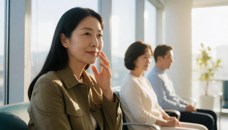 환절기 아침, 비염 증상을 점검하는 모습